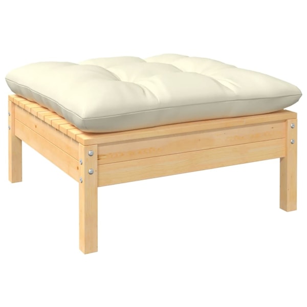vidaXL Loungegrupp med gräddvita dynor 6 delar massiv furu Creme