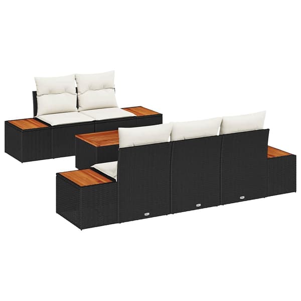 vidaXL Trädgårdsoffset 6 st Svart Poly rattan art