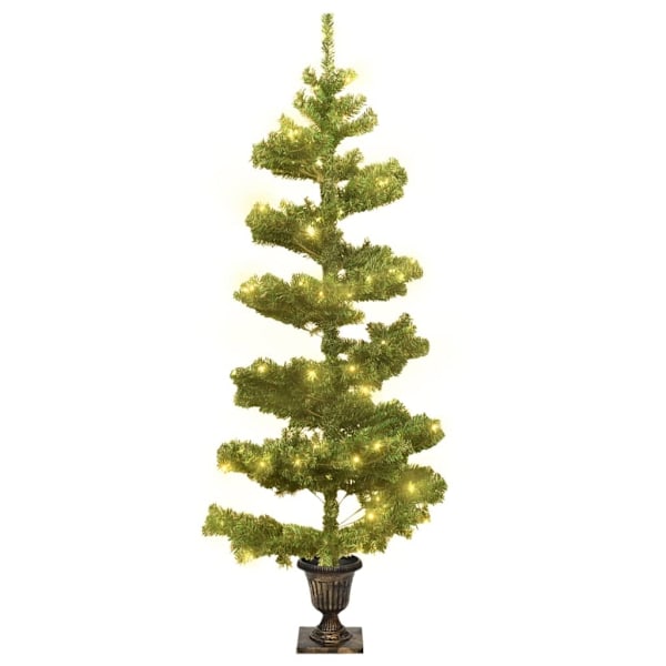 vidaXL Belyst plastgran med kruka grön 120 cm PVC Grön