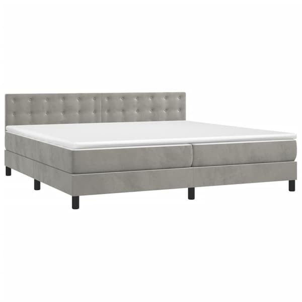 vidaXL Ramsäng med madrass ljusgrå 200x200 cm sammet Grå