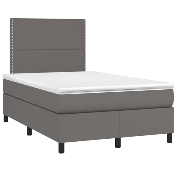 vidaXL Ramsäng med madrass & LED grå 120x190 cm konstläder Grå