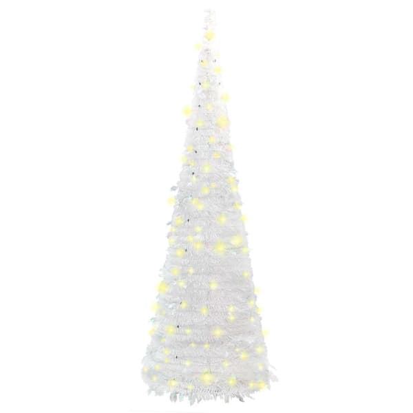 vidaXL Plastgran pop-up 150 LED vit 180 cm Vit