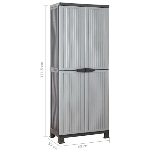 vidaXL Plastskåp 68x39x171,5 cm grå