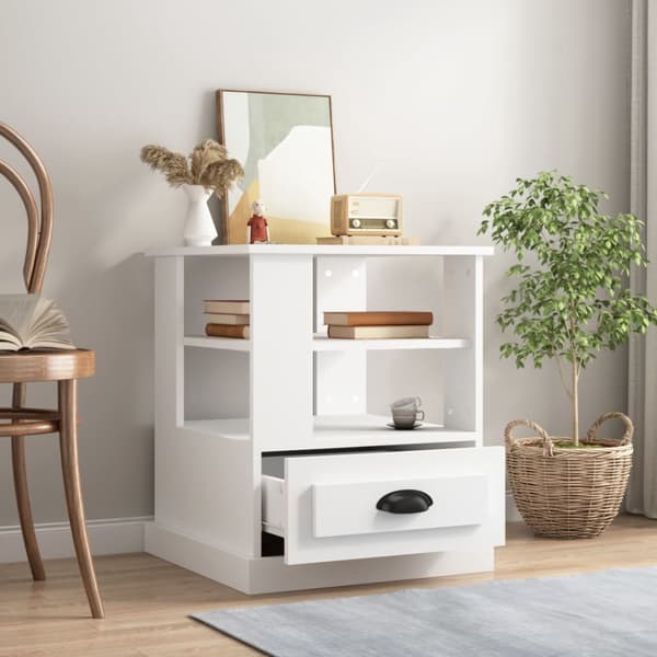 vidaXL Sängbord vit 50x50x60 cm konstruerat trä Vit