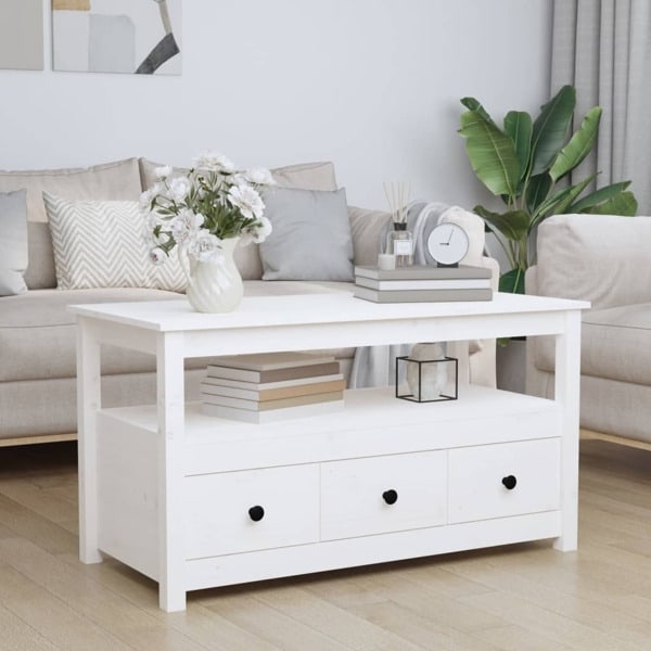 vidaXL Soffbord vit 102x49x55 cm massiv furu Vit