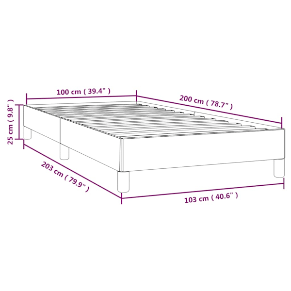 vidaXL Sängram ljusgrå 100x200 cm tyg Grå