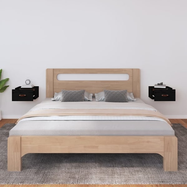 vidaXL Väggmonterade sängbord 2 st svart 40x29,5x22 cm Svart
