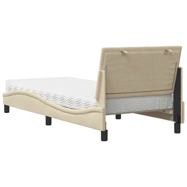 vidaXL Säng med madrass gräddvit 90x190 cm tyg Kräm