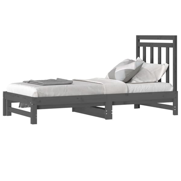 vidaXL Utdragbar dagbädd grå 2x(90x190) cm massiv furu Grå