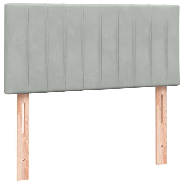 vidaXL Ramsäng med madrass ljusgrå 90x210 cm sammet Grå