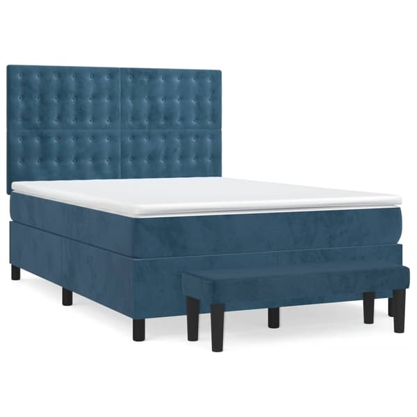 vidaXL Ramsäng med madrass mörkblå 140x190 cm sammet Blå