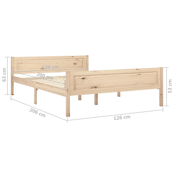 vidaXL Sängram massiv furu 120x200 cm Brun