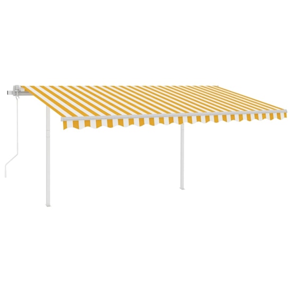 vidaXL Automatisk markis med vindsensor & LED 4x3,5 m gul och vit Gul
