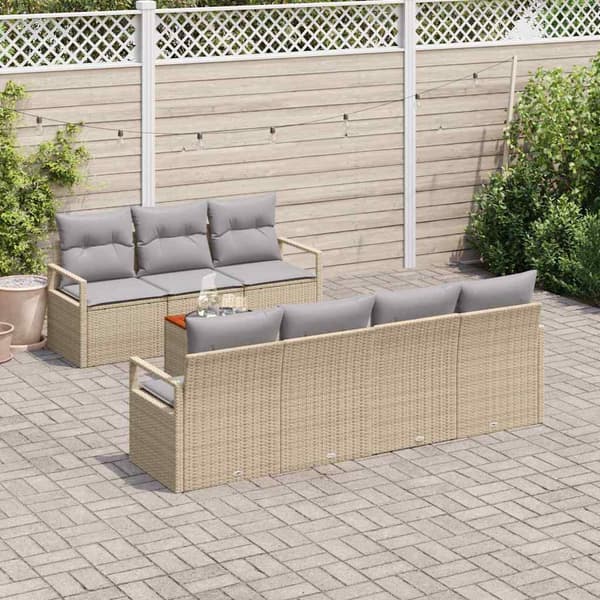 vidaXL Trädgårdsoffset 8 st Beige konstrotting Beige