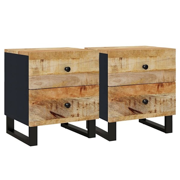 vidaXL Nattduksbord 2 st 40x33x46 cm massivt mangoträ Svart