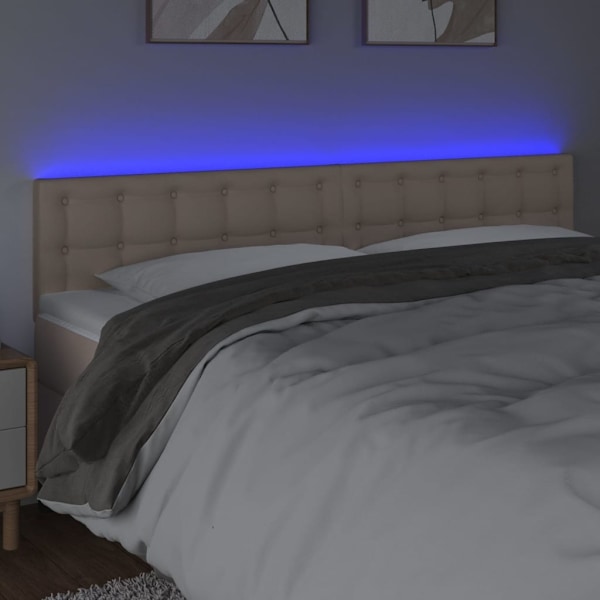 vidaXL Sänggavel LED cappuccino 200x5x78/88 cm konstläder Brun