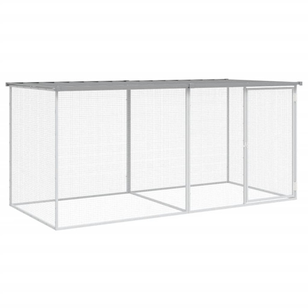 vidaXL Hönsbur med tak ljusgrå 203x98x90 cm galvaniserat stål Grå