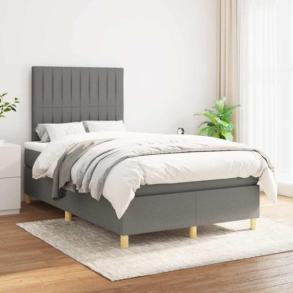 vidaXL Ramsäng med madrass mörkgrå 120x190 cm tyg Grå
