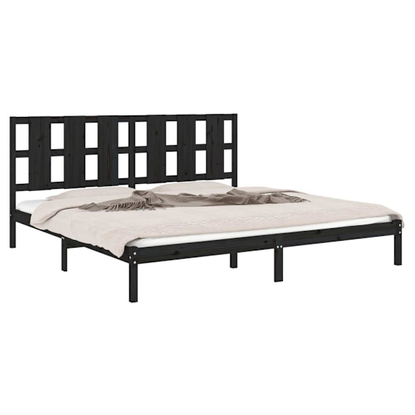 vidaXL Sängram svart massiv furu 200x200 cm Svart