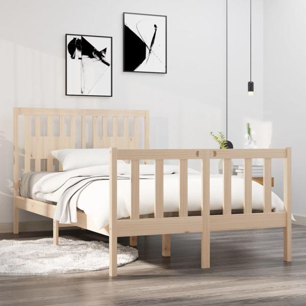 vidaXL Sängram massivt trä 120x190 cm Brun