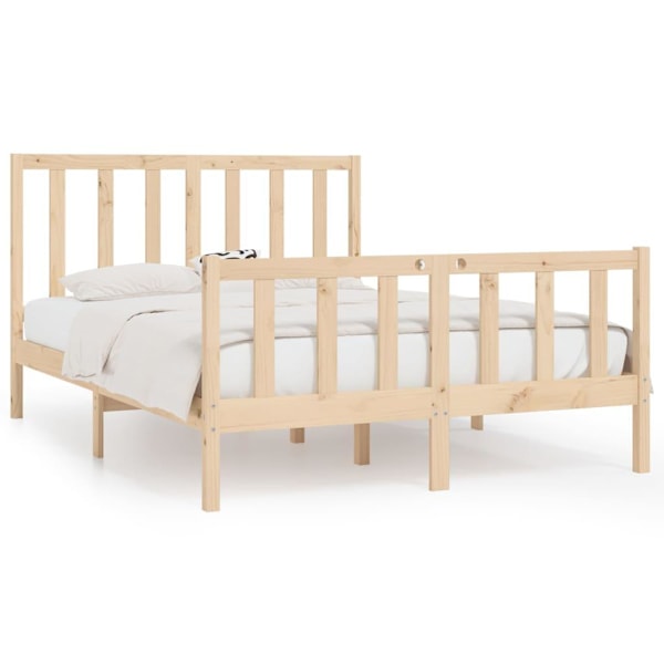 vidaXL Sängram massivt trä 120x190 cm Brun