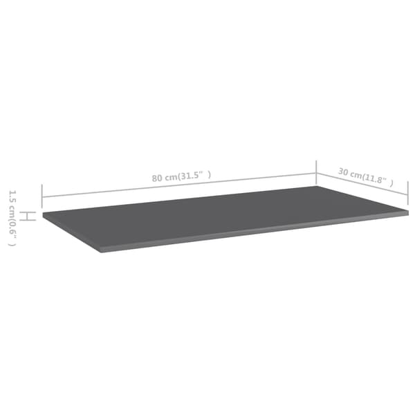 vidaXL Hyllplan 8 st grå högglans 80x30x1,5 cm konstruerat trä grå