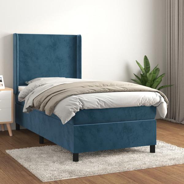 vidaXL Ramsäng med madrass mörkblå 80x200 cm sammet Blå
