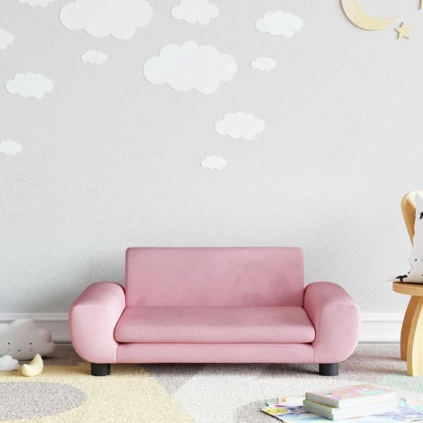 vidaXL Barnsoffa rosa 70x45x33 cm sammet Rosa