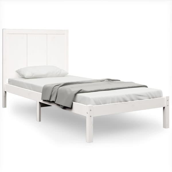 vidaXL Sängram vit massivt trä 75x190 cm Vit