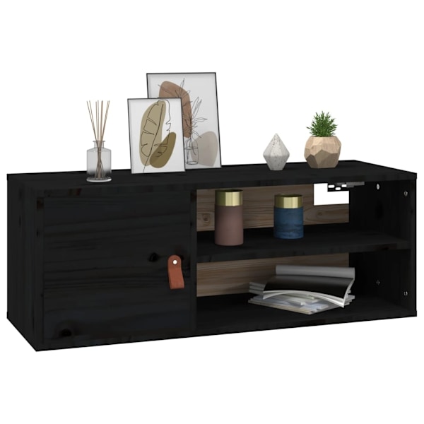 vidaXL Väggskåp svart 80x30x30 cm massiv furu Svart