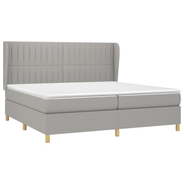 vidaXL Ramsäng med madrass ljusgrå 200x200 cm tyg Grå