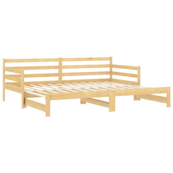 vidaXL Dagbädd utdragbar massiv furu 2x(90x200) cm Brun