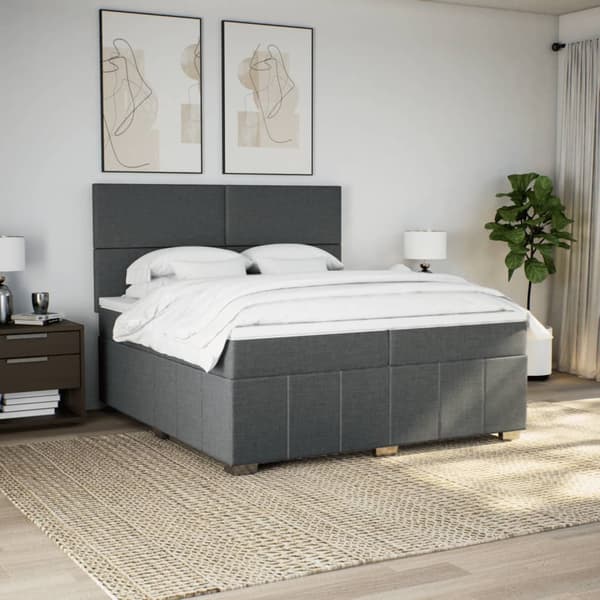 vidaXL Ramsäng med madrass mörkgrå 200x200 cm tyg Grå