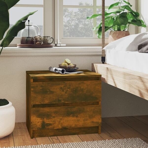 vidaXL Sängbord 2 st rökfärgad ek 50x39x43,5 cm konstruerat trä Brun