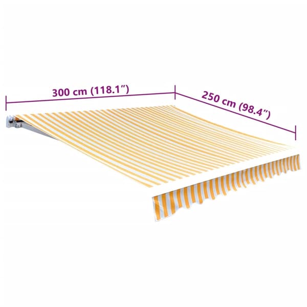 vidaXL Markisduk 3 x 2,5 m gul & vit (utan ram) Gul