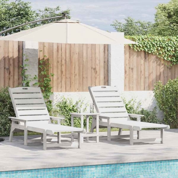 vidaXL Solstol Reclining 2 pcs Vit 195,5 x 53 x 98,5 cm polyeten Vit