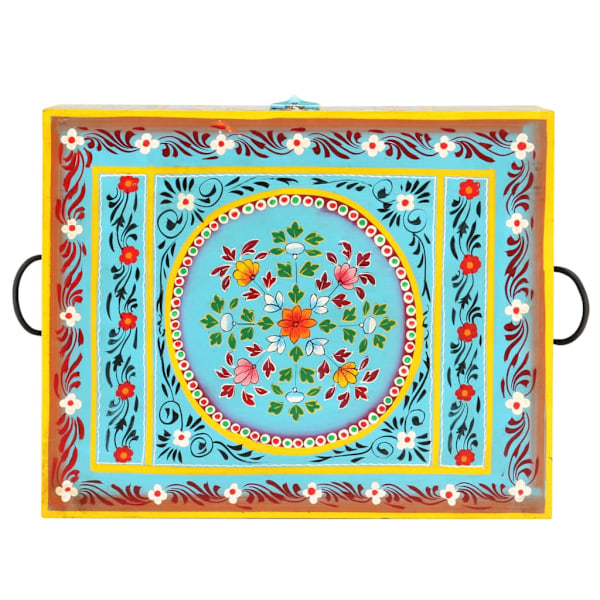 vidaXL Handmålad förvaringskista 50x40x40 cm massivt mangoträ multifärg