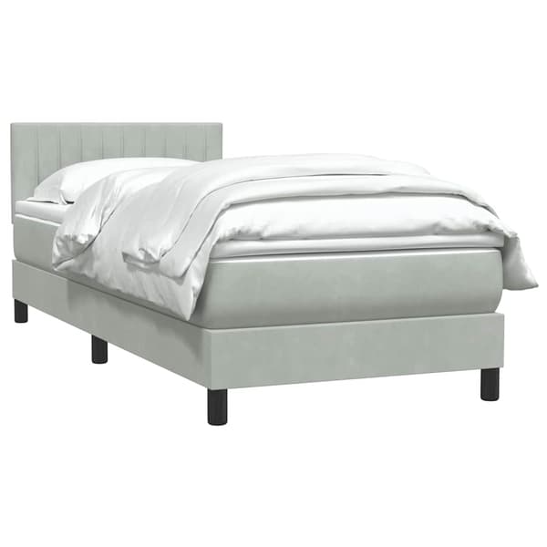 vidaXL Ramsäng med madrass ljusgrå 80x220 cm sammet Grå