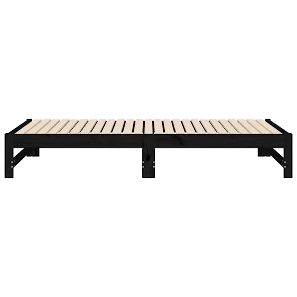 vidaXL Utdragbar dagbädd svart 2x(90x190) cm massiv furu Svart