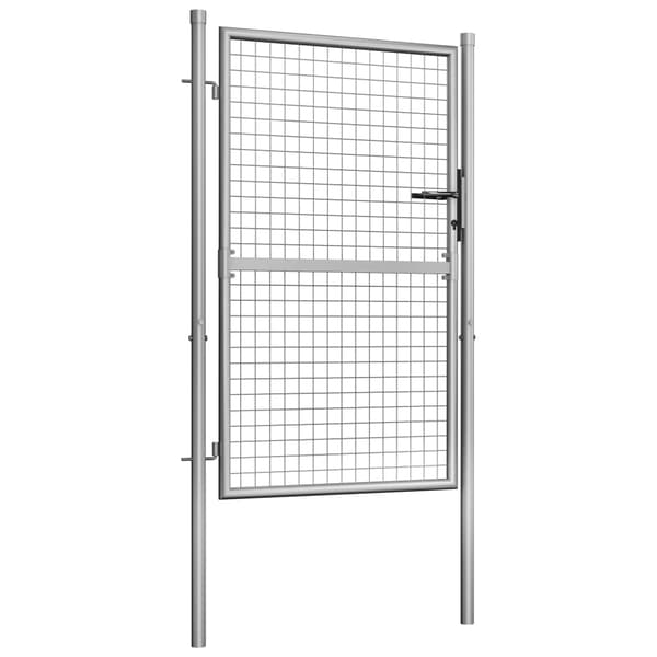 vidaXL Trädgårdsgrind galvaniserat stål 105x125 cm silver Silver