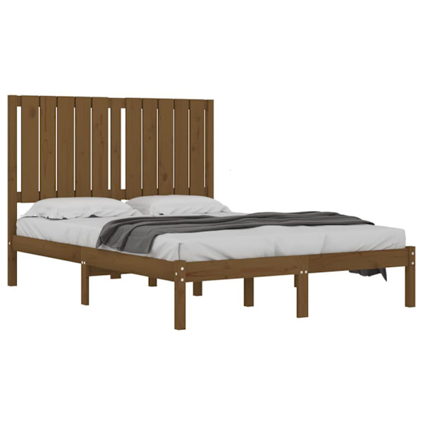 vidaXL Sängram honungsbrun massiv furu 120x200 cm Brun