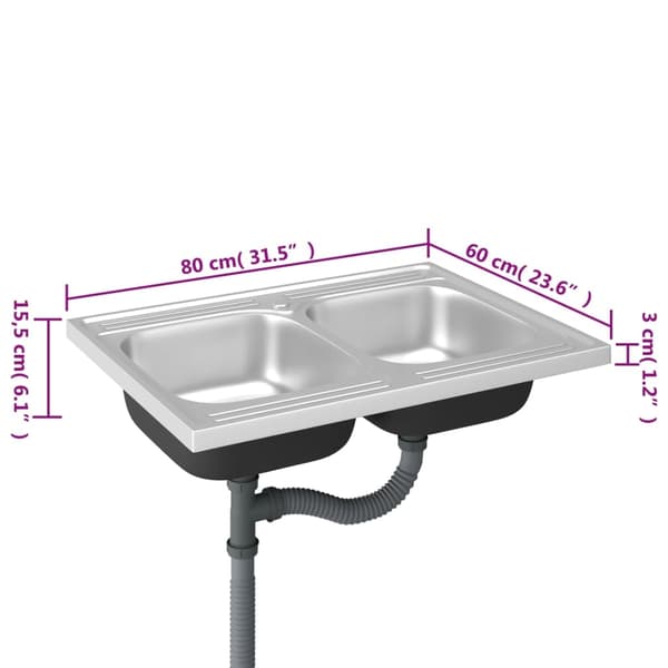 vidaXL Dubbla diskhoar silver 800x600x155 mm rostfritt stål Silver