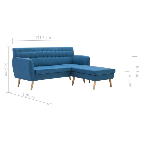 vidaXL Soffa L-formad tyg 171,5x138x81,5 cm blå Blå