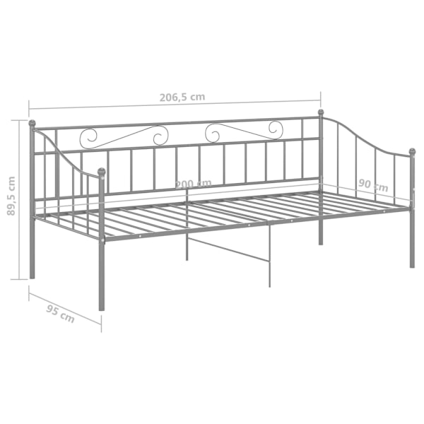 vidaXL Sängram bäddsoffa grå metall 90x200 cm grå