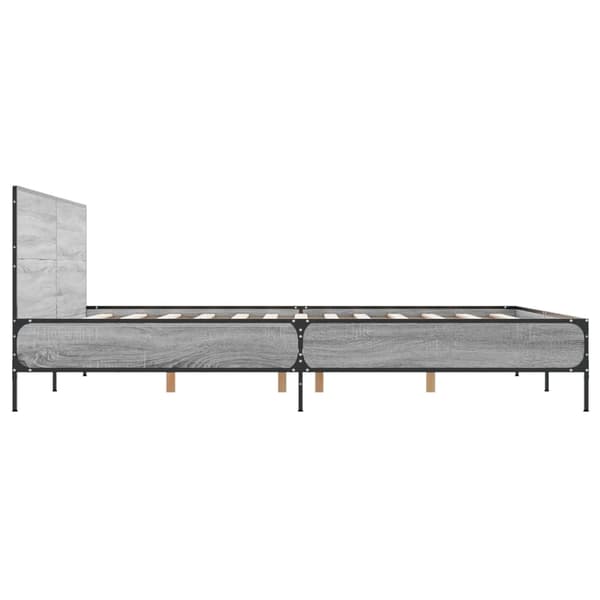 vidaXL Sängram grå sonoma 120x200 cm konstruerat trä och metall Grå