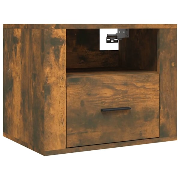 vidaXL Väggmonterat sängbord rökfärgad ek 50x36x40 cm Brun