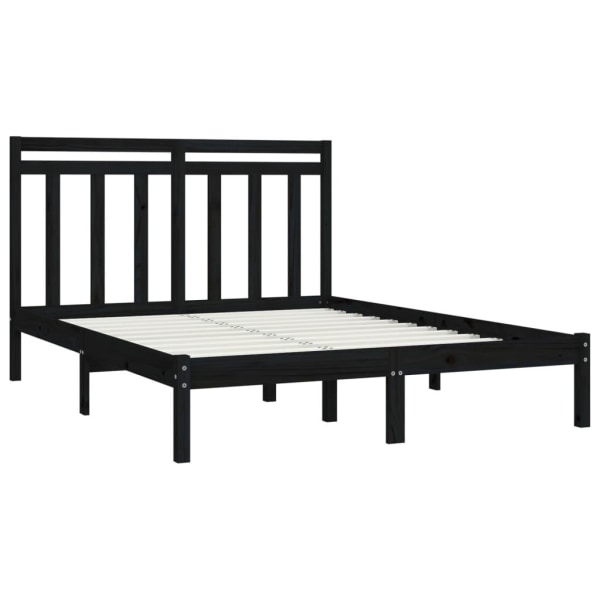 vidaXL Sängram svart massivt trä 150x200 cm Svart