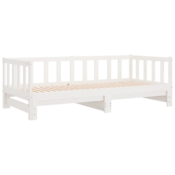 vidaXL Utdragbar dagbädd vit 2x(90x200) cm massiv furu Vit