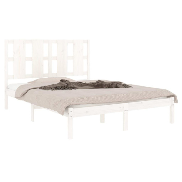 vidaXL Sängram vit massiv furu 140x190 cm Vit