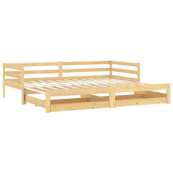 vidaXL Dagbädd utdragbar 2x(90x200) cm massiv furu Brun
